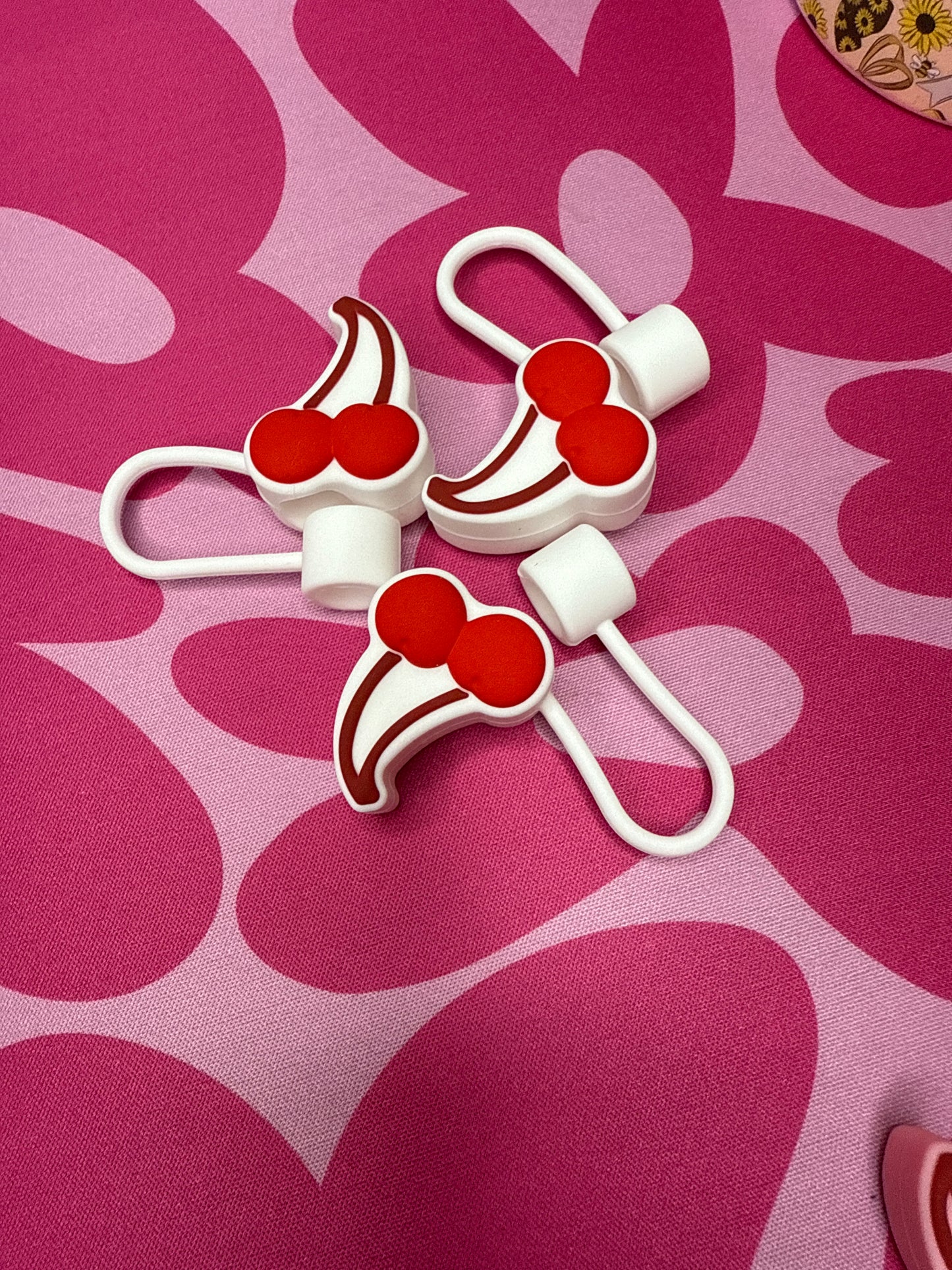 Cherry Silicone Straw Topper