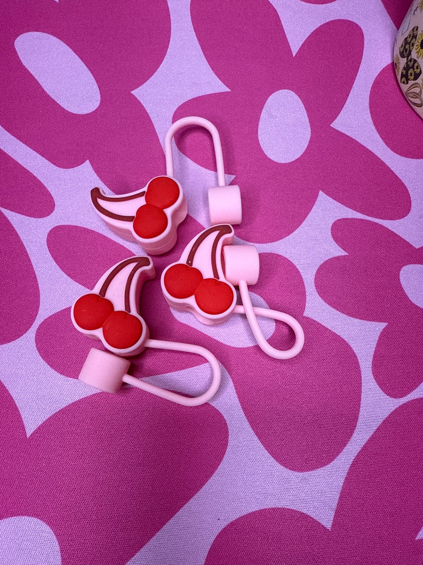 Cherry Silicone Straw Topper