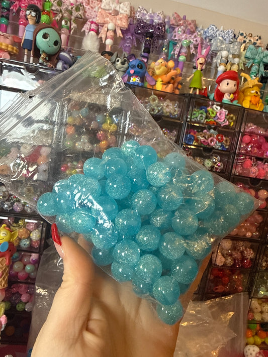 16mm ocean blue glitter resin acrylic beads 100pcs