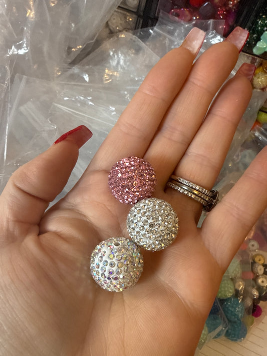 20mm bling rhinestone bead 30pc mix