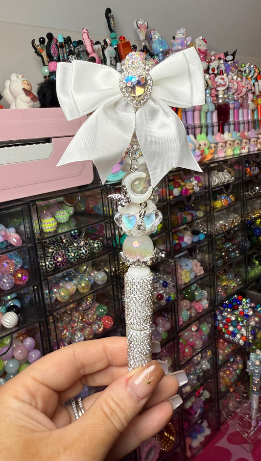 White Bow Pens w/ Charms