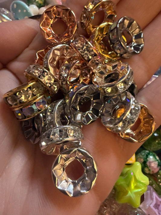 15mm Mixed Metal Rhinestone Spacers 45pcs (Destash)