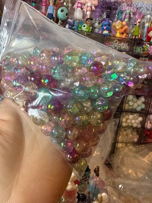 10mm tinsel confetti acrylic beads 250pc mix