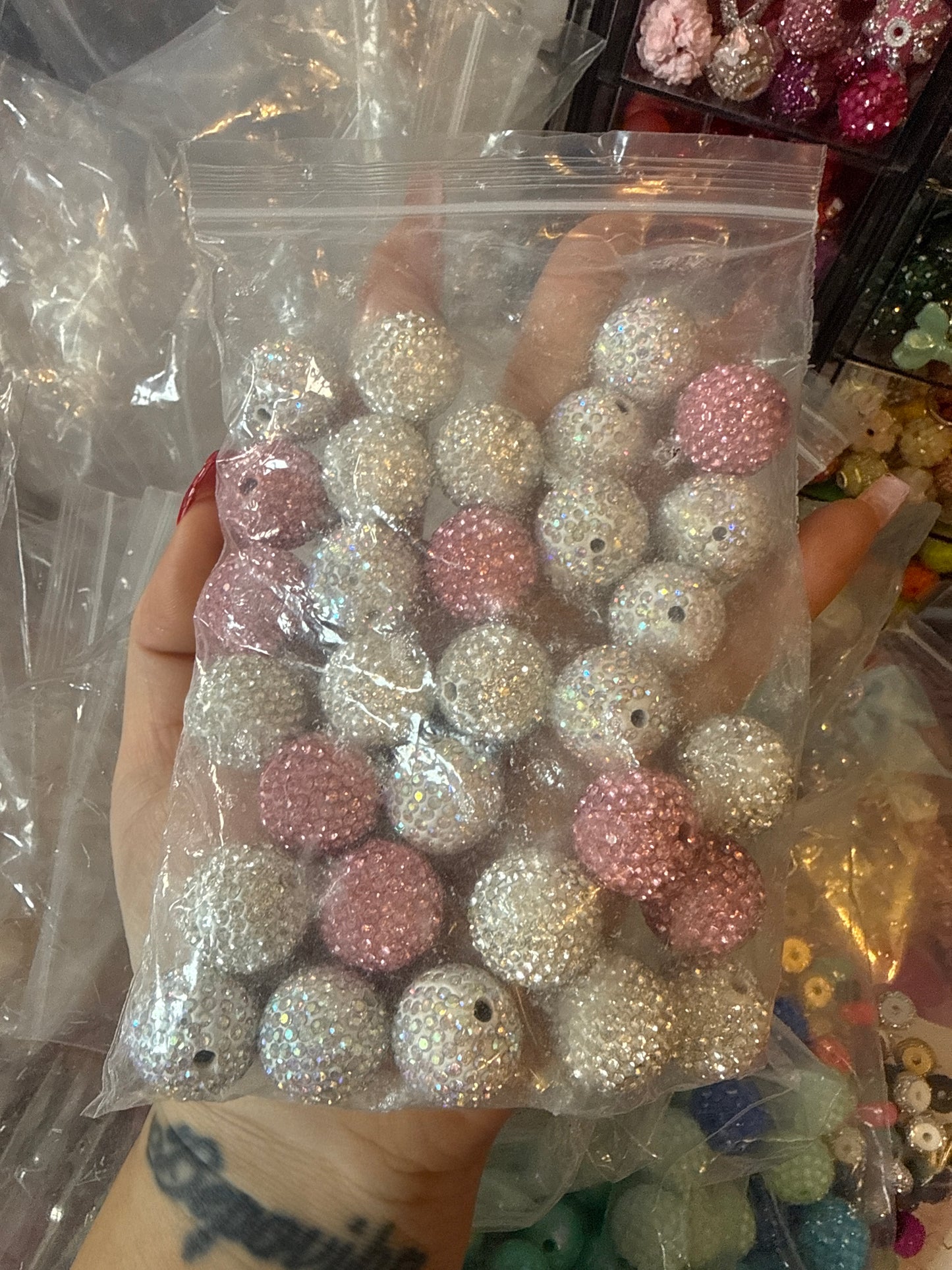 20mm bling rhinestone bead 30pc mix
